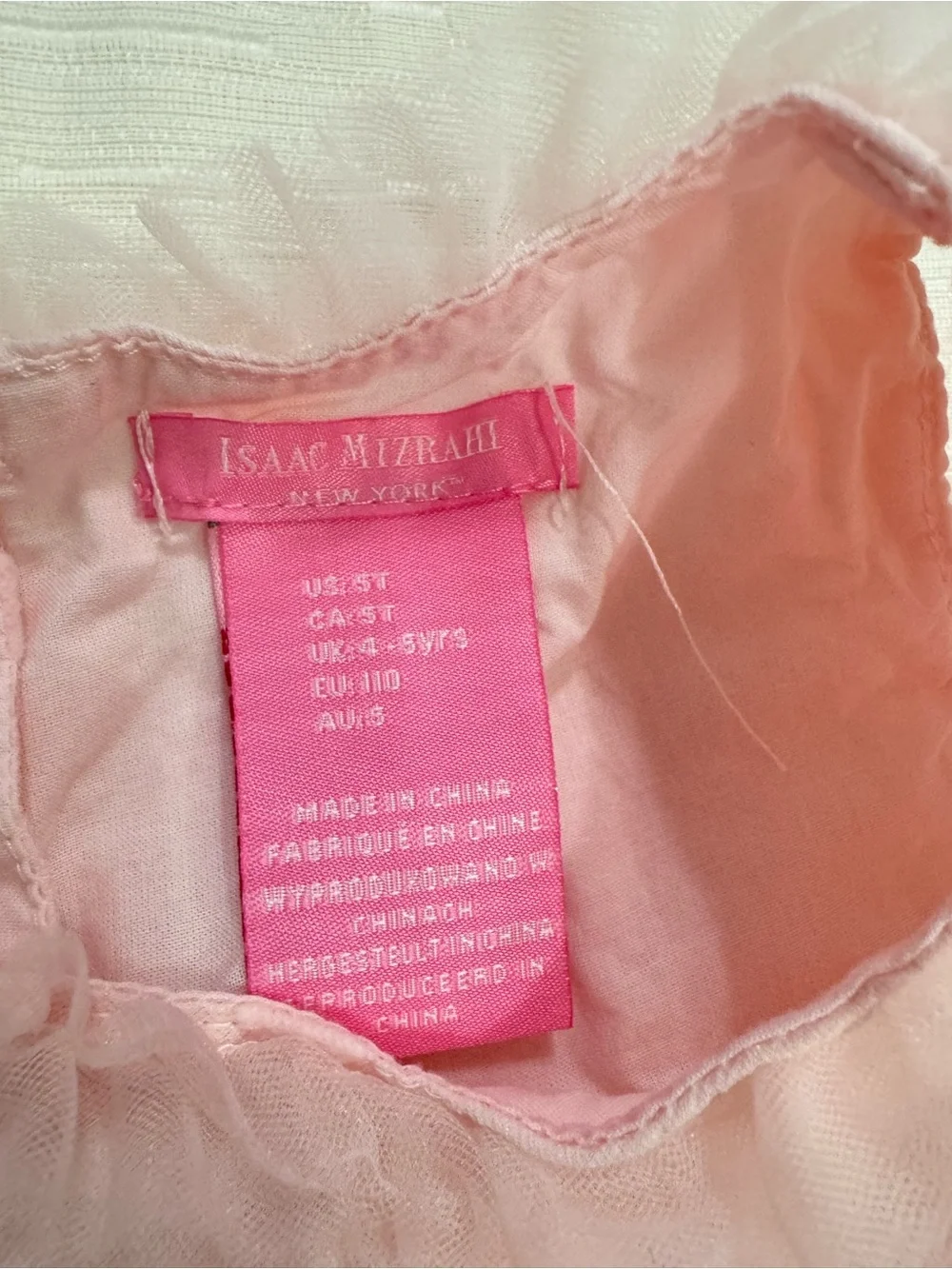 Isaac Mizrahi Girls Pink Swiss Dot Heart Tulle Dress Size 5T EUC